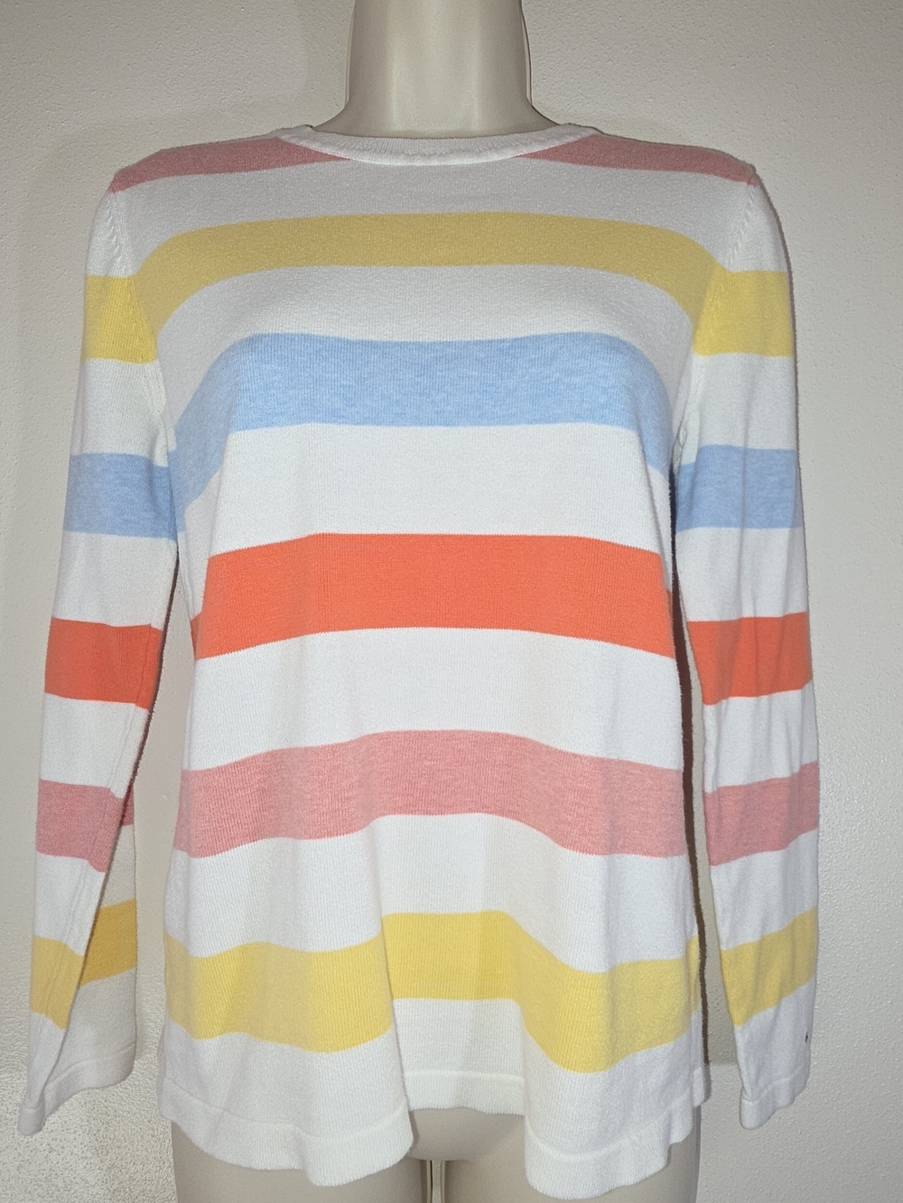 Striped Long-Sleeve Crewneck Top - Multicolor